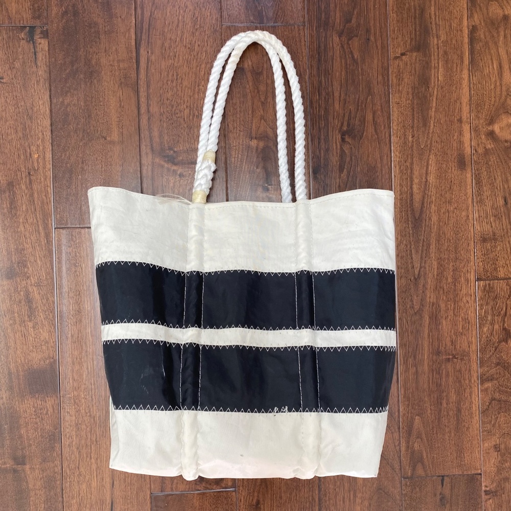 NWT Sea Bags Medium Tote Black, Blue & White - Picture 3 of 9